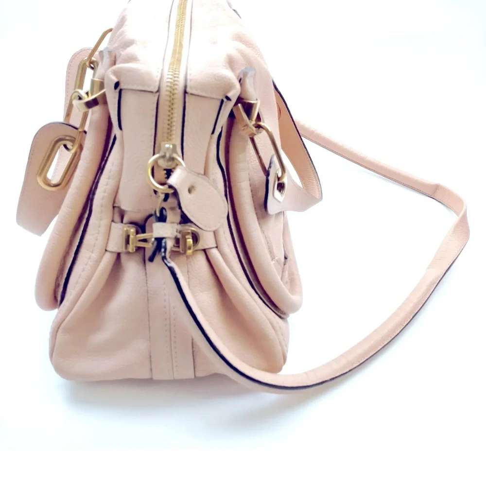 Chloe Blush Pink Leather Satchel with Gold Hardware